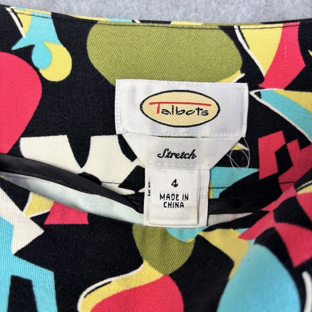 Talbots Multicolor Print Side Zip Pleated Skirt Womens Size 4 Stretch Cotton - Picture 3 of 9